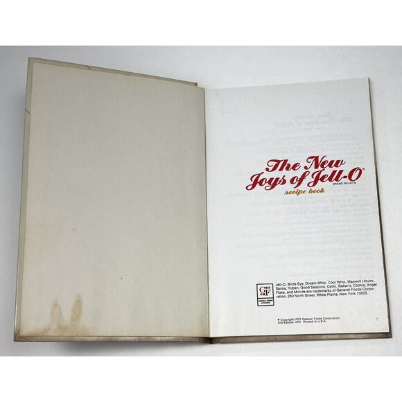 The New Joys Of Jell-o Gelatin Dessert Recipe Book Cookbook 2nd Ed 1974 HC - Picture 2 of 6